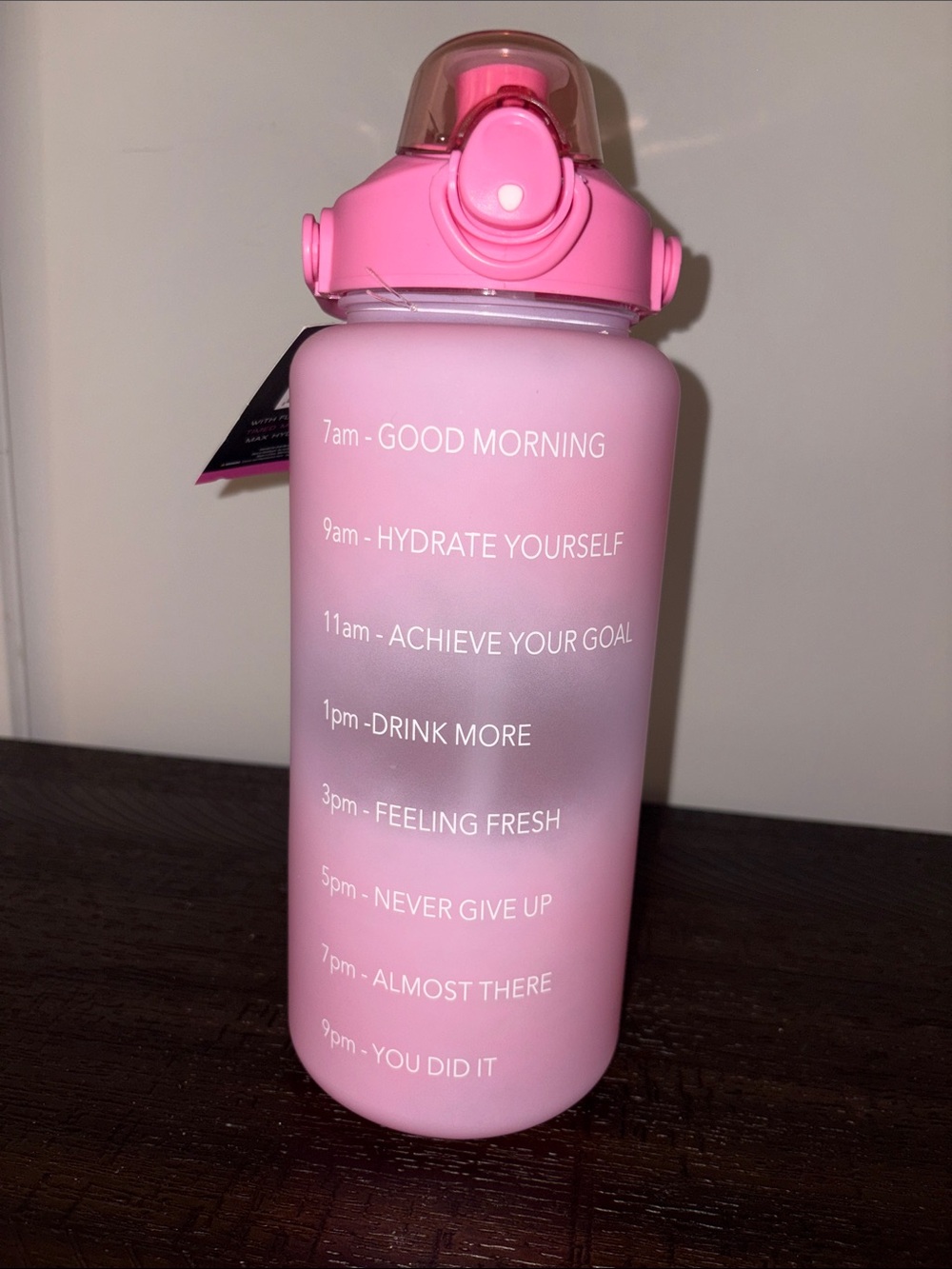 Pink Motivational Hydration Water Bottle
